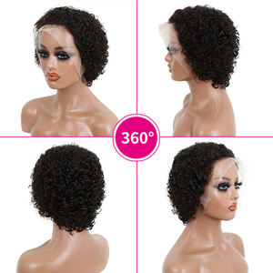 วิกผมบราซิลเลียนแฮร์ 13x1 สี 99j สำหรับตัดผมสั้น วิกผมลูกไม้ด้านหน้าแบบโปร่งใส สำหรับผมลอนหยักศก ความหนาแน่น 180% - Product Image 2