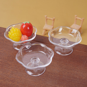 Mini tazas de plástico con base, manualidades DIY, tazas realistas para postres y pasteles, recipientes para casas de muñecas, platos con base. - Product Image 2