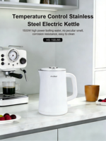 Bouilloire électrique sans fil en acier inoxydable 304 de 1,5 L, 1500 W, arrêt automatique, base rotative à 360°, usage domestique, hôtelier et commercial