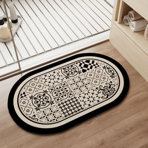 Alfombra de baño Ucay, alfombra ovalada de espuma absorbente antideslizante para baño, entrada al baño, estilo moderno, lavable a mano - Product Image 5