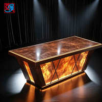 Table basse en marbre avec éclairage LED, table à thé, table de bar, mobilier de bar pour discothèque, bar, pub