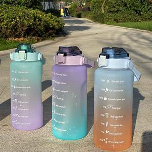 Großhandel kunden spezifisches Logo 2000ml 900ml 500ml 3 in 1 Sport Wasser flaschen set mit motivierender Zeitskala für Reises port - Product Image 5