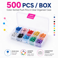 500 pièces/boîte – Épingles de bureau à tête ronde en plastique style Art Déco pour cartes