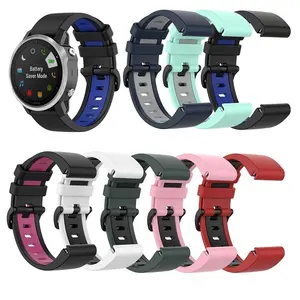 Garmin Fenix 7X/Fenix 6S 6 Pro/Fenix 5 Plus/ Forerunner 935945ストラップ用ダブルカラークイックリリースストラップシリコンブレスレット