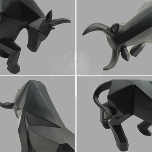 Statue <span class=keywords><strong>de</strong></span> taureau géométrique, sculpture d'animal abstraite moderne, art minimaliste en résine, décoration pour le bureau/<span class=keywords><strong>la</strong></span> maison, cadeau unique pour les amoureux <span class=keywords><strong>de</strong></span> <span class=keywords><strong>la</strong></span> nature - Product Image 2