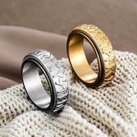 18K Vergoldeter Edelstahl Klassischer Wikinger-Charakter 3D Gravierter Fidget Spinner Ring Drehbar Stressabbau Drittanbieter