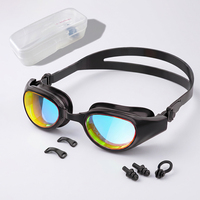 Lunettes de natation anti-buée personnalisées avec logo, vision HD claire, lentilles PC étanches, en silicone, pour adultes, vente en gros