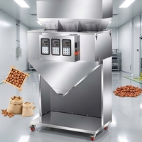 Machine de pesage et de conditionnement semi-automatique mobile à trois têtes pour granulés secs, amandes, arachides et céréales multiples