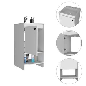 Meuble-lavabo autoportant blanc à 1 étagère Westbury pour salle de bain - Product Image 3