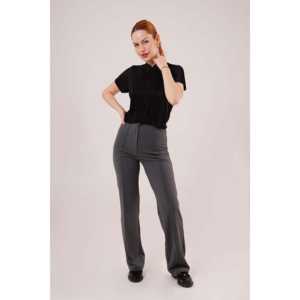 Chemisier en Soie Côtelée pour Femme, Manches Courtes, Broderie, Paillettes, Dentelle, Col Volanté, Taille XL, Formel, Plumes, Noir, Tricoté - Product Image 5