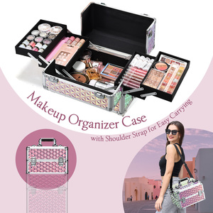 Large Capacity 3-in-1 Rolling Cosmetology Storage Traveling Cart Trunk <b>Makeup</b> <b>Case</b> with Wheels Nail Travel <b>Case</b> Organizer - Product Image 4