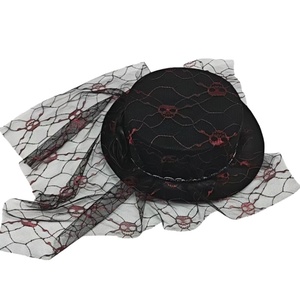 Elegante Sombrero de Copa Gótico con Encaje de Calavera y Velo, Sombrero de Terror Negro y Rojo para Disfraz de Halloween - Product Image 2