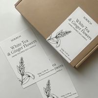 Stiker Label Lilin Kedelai Buatan Tangan Aroma Teh Putih Jahe, Perekat Sendiri, Tahan Air, Potongan Presisi, Cetak Label Produk