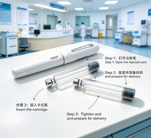 Flacon en verre transparent de 3 ml pour cartouche OEM ODM, flacon en verre médical pour stylo à insuline réutilisable - Product Image 1