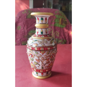 Vase décoratif en marbre artisanal Meenakari, design Art Déco, écologique, cadeau de mariage, Diwali, retraite, léger - Product Image 1