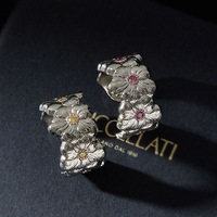 Eleganter Retro-Damenring Neuer Stil Exquisiter Leichter Luxus Vielseitiger Trendiger Hochwertiger Kupfer-Silber-Plattierter Einfacher Zirkon-Ring