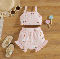 Ensembles décontractés pour bébés filles, imprimés floraux avec short à volants, vêtements d'été pour tout-petits, 2 pièces