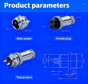 GX12 erkek dişi düz açılı Overmolded konnektör a-kodu kablo kalkanı tak - Product Image 3