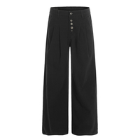 Pantalon plissé large pour homme, taille haute, jean à boutons, crème et noir, surpiqûres contrastées, streetwear, pantalon décontracté pour homme
