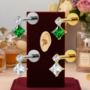 Xinfocus Nuevos Pendientes de Moda con Zirconia Engastada, <span class=keywords><strong>Piercing</strong></span> de Cartílago y Hélice, Anillo de Acero Quirúrgico con <span class=keywords><strong>Diamante</strong></span> para <span class=keywords><strong>Tragus</strong></span> - Product Image 6