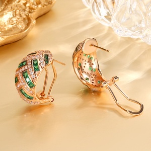 Fashion Jewelry Eco-friendly Copper Gold Plated Micro Pave Pink Zircon Vintage <b>Stud</b> <b>Earrings</b> for Refined Daily Wear - Product Image 5