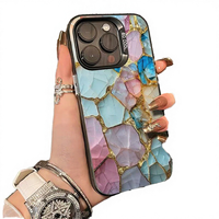 Étui de téléphone antichoc en TPU coloré à motif marbré tendance pour 16 Plus 15 Pro Max 14 13 12 11 Coque IMD