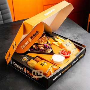 Envase Personalizado de Comida Rápida para Shawarma, Döner <span class=keywords><strong>Kebab</strong></span> o Wrap, Caja con Compartimentos para Restaurantes <span class=keywords><strong>Halal</strong></span>, Menú Compartido y Comida para Llevar - Product Image 1