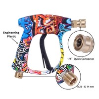 Pistolet de lavage haute pression 3000 PSI max, pistolet court pour nettoyeur haute pression M22-14mm avec connecteur rapide 1/4 pouce et 5 buses
