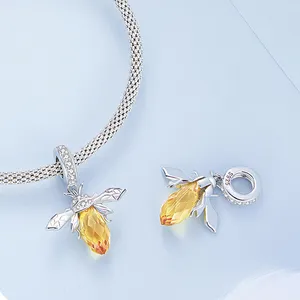 Hotsell pesona desain asli perhiasan 925 perak murni hewan merak lebah liontin kupu-kupu untuk Kalung Gelang