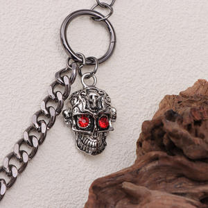 Cadena de cintura unisex de aleación de zinc negro con colgante de calavera de ojo rojo, estilo Hip Hop, accesorio de Halloween - Product Image 4