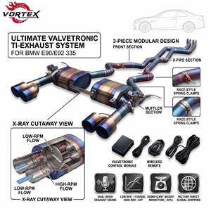 ท่อไอเสียแบบ catback ของ Vortex เกรด5 Ti สำหรับ BMW E90/E92 335i 3.0T สีรุ้งเผาท่อไอเสีย X-PIPE - Product Image 1