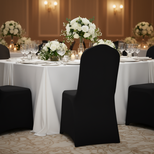 Black Universal Spandex Chair Covers 50 Pcs Stretch Washable Protective Slipovers for Wedding Party Banquet - Product Image 2