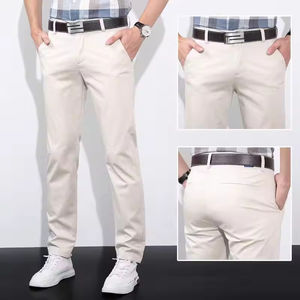 <span class=keywords><strong>Pantaloni</strong></span> Formali Oversize con Pieghe Laterali Bianco e Nero in Cotone <span class=keywords><strong>Pantaloni</strong></span> Casual Eleganti per Uomo - Product Image 3