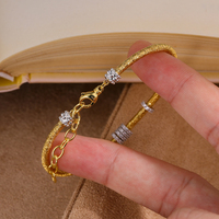 Bracelet en argent sterling S925 plaqué or avec zircon cubique, bijoux de luxe haut de gamme à chaîne texturée pour la vente en gros