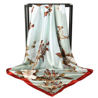 Bufanda cuadrada de seda de marca de lujo para mujer, Hijab con estampado satinado, pañuelo de Pareo musulmán, chal, diadema, 90x90cm