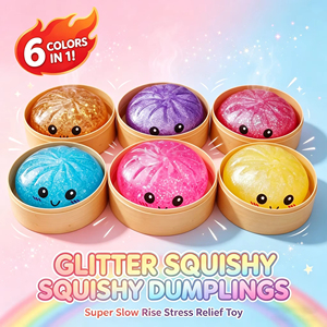 Custom Color Glitter Dumpling Squishies Soft Slow Rebound Sensory Squeeze Toy Relief Anxiety <b>Fidget</b> Stress Ball Office Gifts - Product Image 1