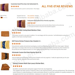 Tablas de cortar de bambú carbonizado para cocina con soporte de almacenamiento de madera, charcutería reversible y tablas de cortar con ranuras para jugo - Product Image 6