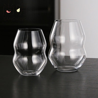 Verre à double paroi incurvé en cristal, style Riedel, pour vin, whisky, bière, verre à boire unique en forme de gourde pour bar et maison