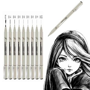 Wholesale Fine Line <b>Color</b> Sketch Markers Water-Based Art Markers Black Pigment Liner Sign Marker <b>Pen</b> Brush for Drawing - Product Image 1