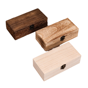 Boîte cadeau en <span class=keywords><strong>bois</strong></span> rectangulaire simple gravée à la main Caoxian Yunxin, écologique, design rétro à rabat - Product Image 4