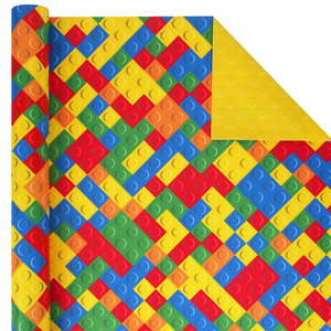 Bright Color <b>Building</b> Brick Decorative Wrapping Paper Roll For Children <b>Block</b> Party Holiday Toy Gift Packing Supply - Product Image 1