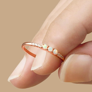 Ensemble de bijoux fantaisie T0628 pour femme, bagues en opale, alliage de zinc, sertissage en canal, cadeau pour elle - Product Image 3