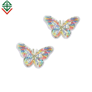 Patch a Forma <span class=keywords><strong>di</strong></span> Farfalla con Paillettes da Cucire, Applicazione Colorata a Forma <span class=keywords><strong>di</strong></span> Insetto, Badge Termoadesivi Rosa e <span class=keywords><strong>Blu</strong></span> - Product Image 2