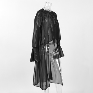 Atasan Chiffon Hitam Gaya Gelap Modis Terbaru untuk Wanita, Blus Lengan Panjang Longgar Musim Semi Panas 2026 untuk Wanita - Product Image 3