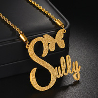Collier personnalisé avec lettres, pendentif nom en acier inoxydable, chaînes givrées plaquées or, zircon, plusieurs noms