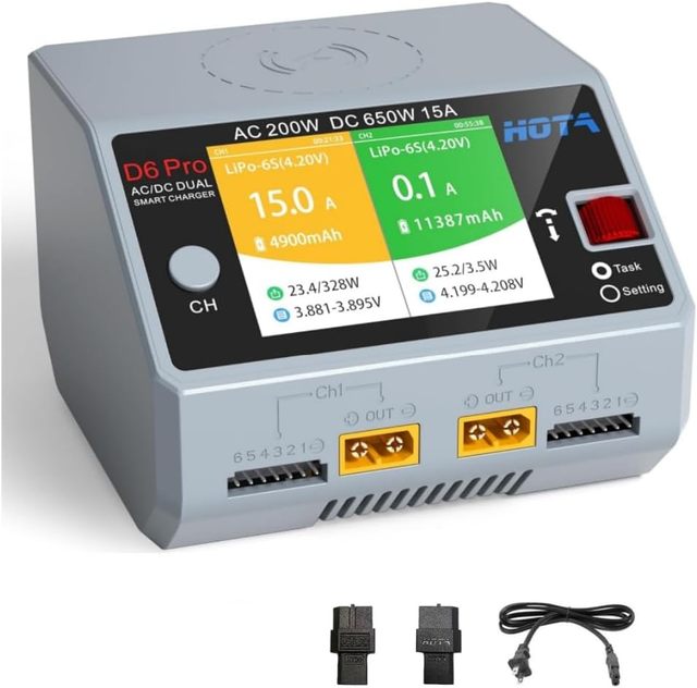 HOTA D6 Pro RC Battery AC200W DC 325W Dual RC Charger 15A Balance Charger for RC 1-6S Lipo Batteries Charging