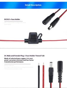 0.5mm2สายไฟ<span class=keywords><strong>5A</strong></span> DC 20 AWG พร้อมตัวยึดฟิวส์ Dc5521สายเคเบิลตัวผู้และตัวเมีย - Product Image 6