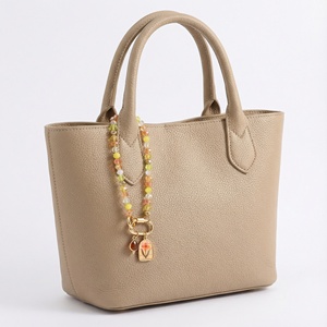 Customizable Spring Yellow Orange Faceted Glass Beaded Bag Chain Floral Pendant Amber Teardrop Charm Trendy Women Bag Charms
