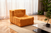 Canapé inclinable une place capitonné avec rembourrage en éponge et revêtement en velours pour chambre, salon ou appartement