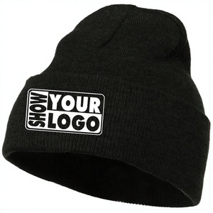 <b>Winter</b> Cold Beanie <b>Hat</b> Custom Embroidery & Logo Plain Color Fashion Design Common Fabric - Product Image 3